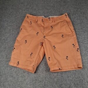 Old Navy Shorts Mens 31 Coral Orange Palm Tree Ultimate Slim Chino Twill Summer